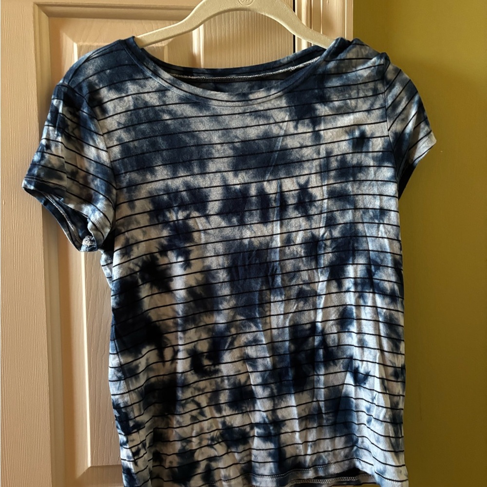 Blue Tie-Dye Striped T-Shirt
